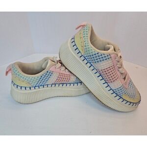 Link Multi-Colored Retro Style Thick Sole Woven Sneakers Big Girls Size 1